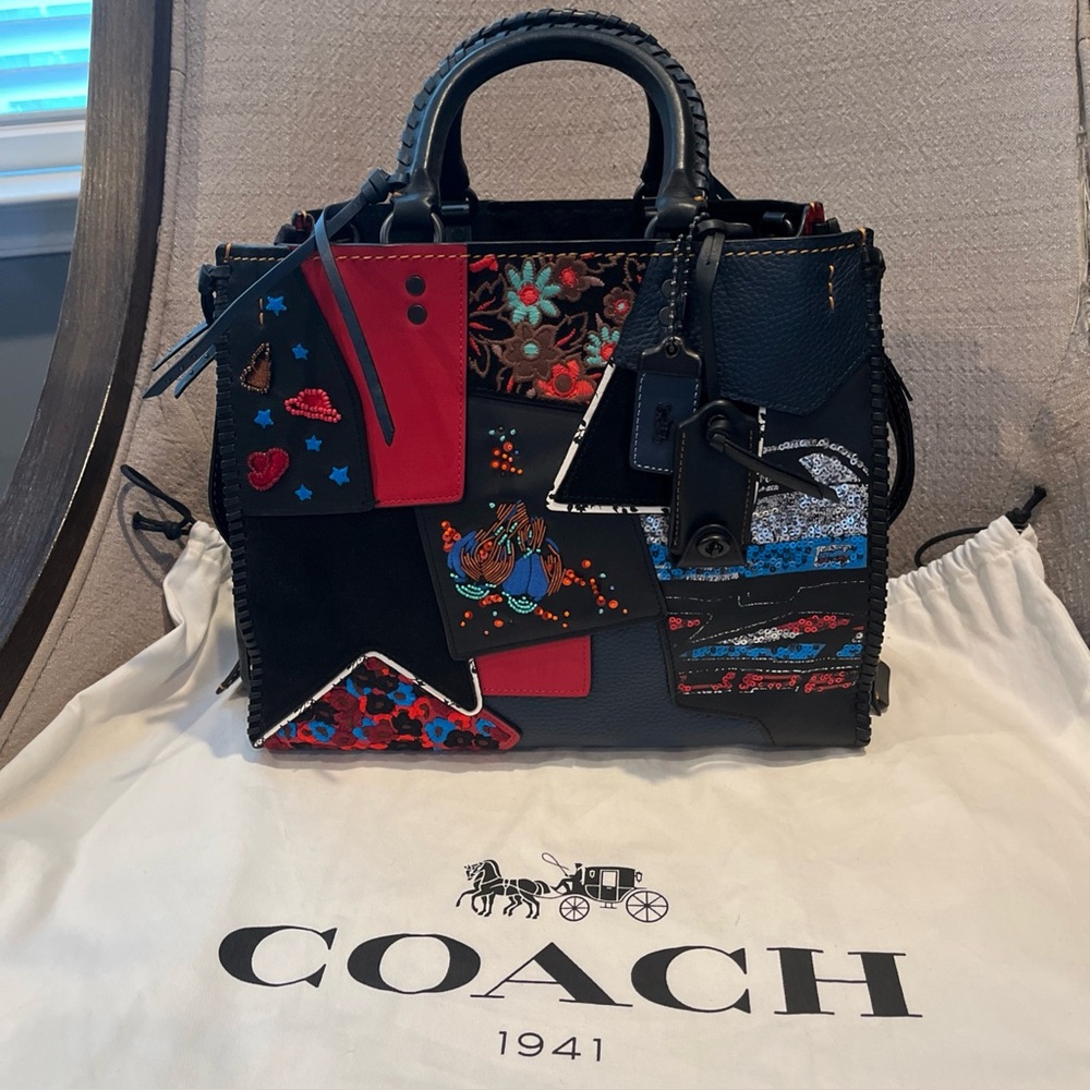 Coach Rogue 1941 Embellished Patchwork Whipstitch Satchel